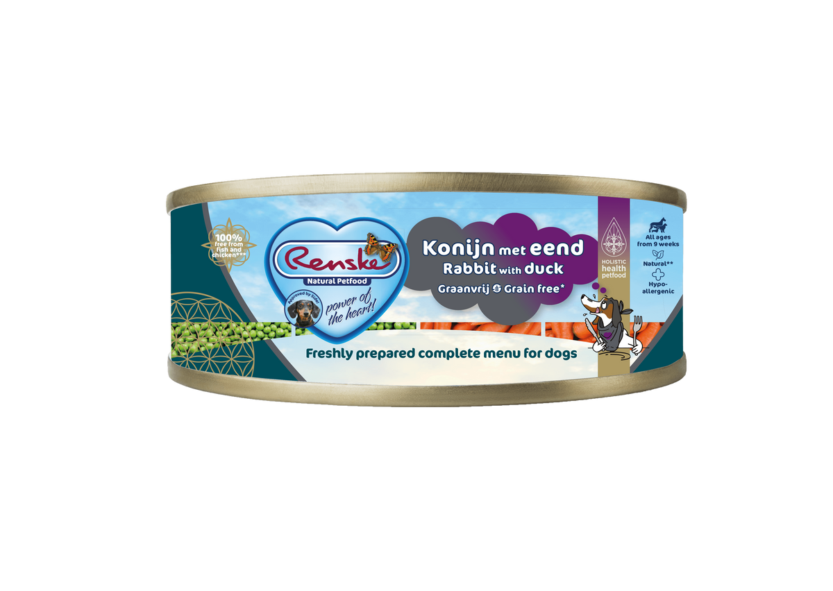 Renske Fresh Rabbit with Duck Grain-Free - Can 95 grams (24 pieces)