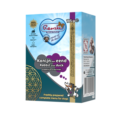 Vers bereide Konijn met eend graanvrij - tetra 185 gram (24 stuks)
