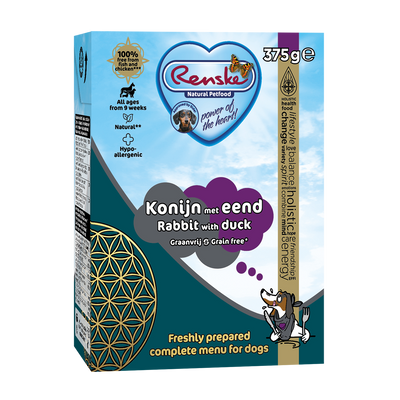 Vers bereide Konijn met eend graanvrij - tetra 375 gram (12 stuks)
