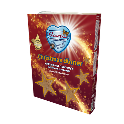 Renske Fresh Steamed Christmas Dinner for dogs - Turkey with Cranberry (10 pieces)