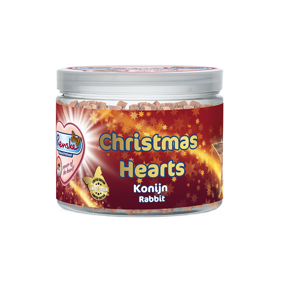 Renske Healthy Rewards cat - Christmas Mini Hearts - Rabbit 100 gram