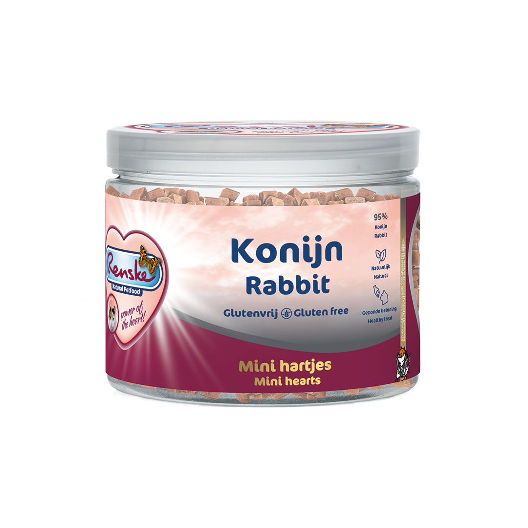 Renske Healthy Reward Cat Meat Hearts - Rabbit 100 gram