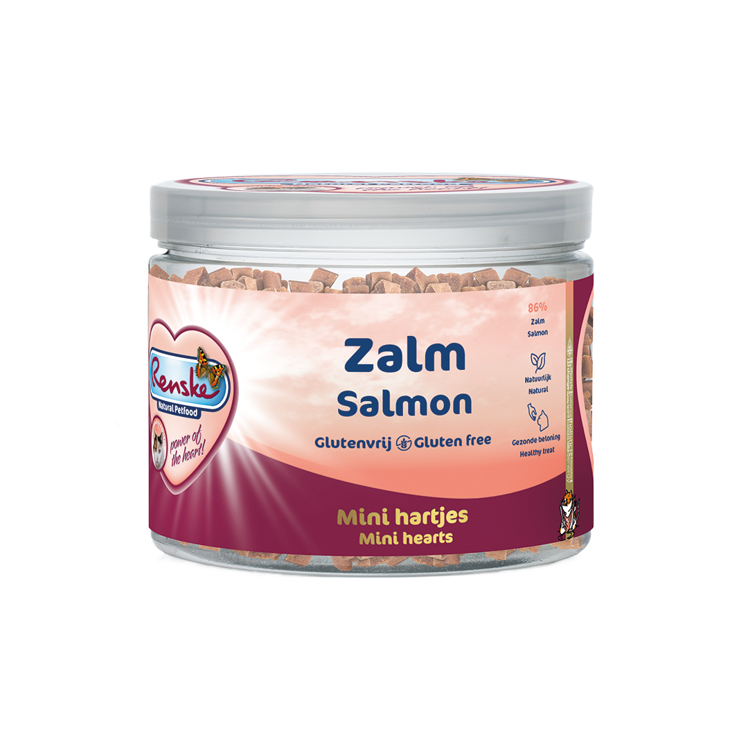 Renske Healthy Reward Cat Meat Hearts - Salmon 100 gram
